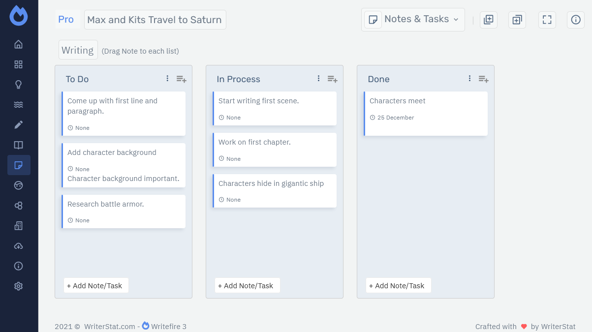 Writefire 3 Notes & Tasks